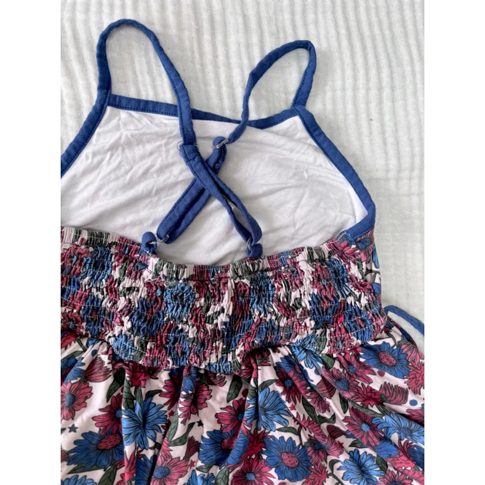 Girls ELIZA CATE and co Floral Blue Red Bamboo Matching Set Size 6